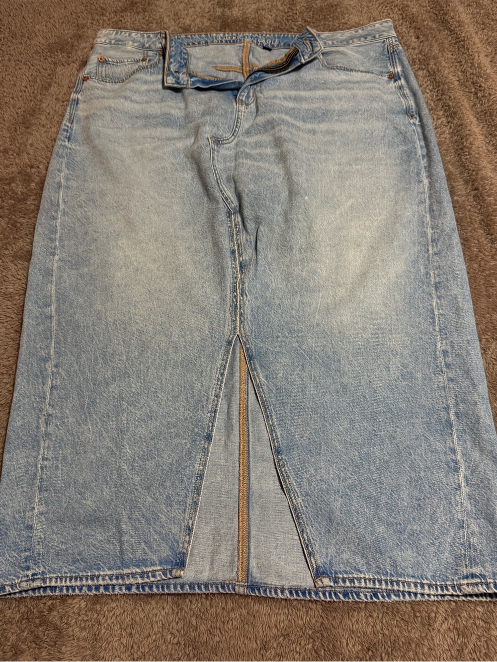 American Eagle Outfitters Light Blue Denim Skirt with Front Slit